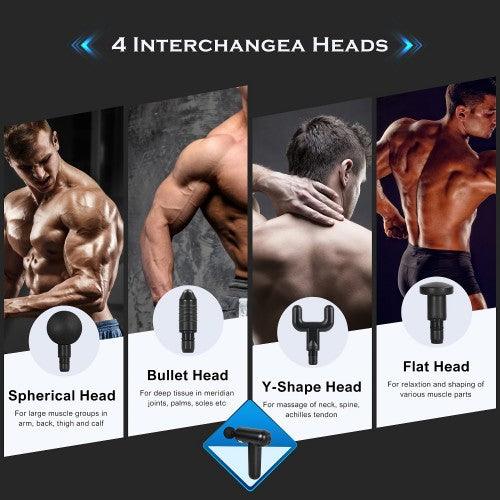 Handheld Massage Gun Deep Tissue Muscle Neck Back Massager for Muscle Therapy Pain Relief with 4 Massage Heads - Toytexx Handheld Massage Gun Deep Tissue Muscle Neck Back Massager for Muscle Therapy Pain Relief with 4 Massage Heads - Toytexx